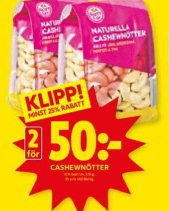 ICA Kvantum CASHEWNÖTTER ICA erbjuda