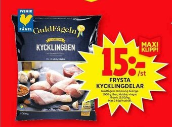 ICA Maxi GuldFågeln Frysta Kycklingdelar 1000g erbjuda