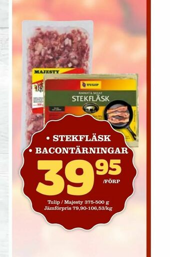 Prisma Mat stekfläsk • bacontärningar erbjuda
