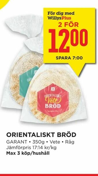 Willys Hemma Orientaliskt bröd erbjuda