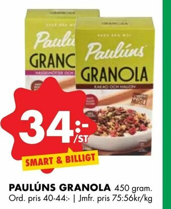 ÖoB Paulúns granola erbjuda