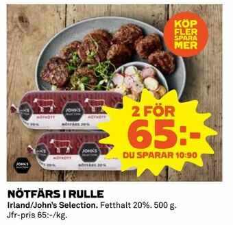 Coop Nötfärs i rulle erbjuda