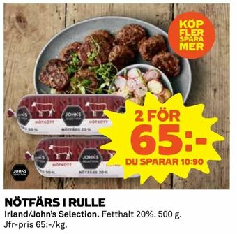 Coop Konsum Nötfärs i rulle erbjuda