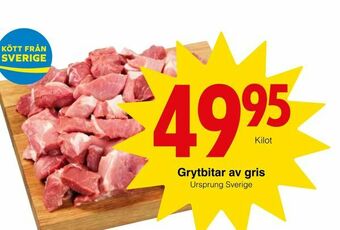 Matöppet Grytbitar av gris erbjuda