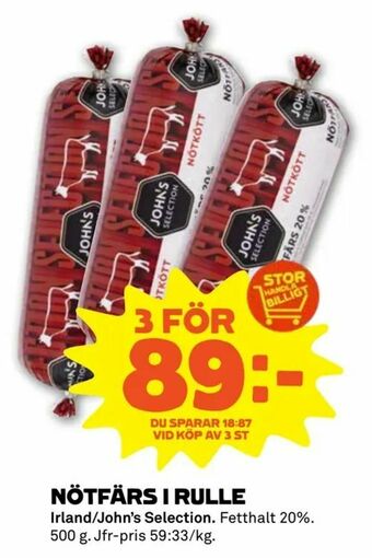 Stora Coop Nötfärs i rulle erbjuda