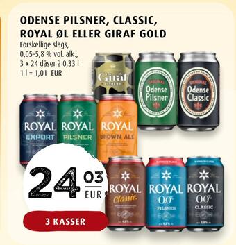 Scandinavian Park Odense pilsner, classic, royal øl eller giraf gold erbjuda