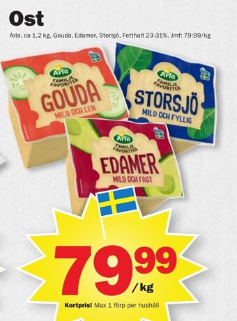 Pekås Ost Arla, ca 1,2 kg erbjuda