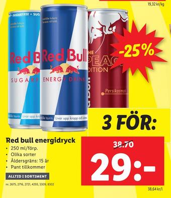 Lidl Red bull energidryck erbjuda