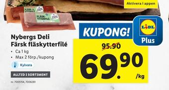 Lidl Nybergs deli. färsk fläskytterfilé erbjuda