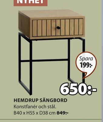 JYSK Hemdrup sängbord erbjuda