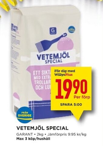 Willys VETEMJÖL SPECIAL GARANT • 2kg. erbjuda