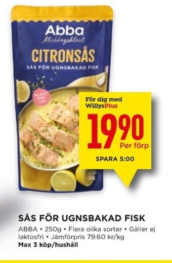 Willys SÅS FÖR UGNSBAKAD FISK ABBA • 250g. erbjuda
