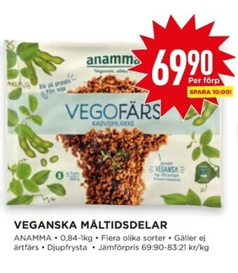 VEGANSKA MÅLTIDSDELAR ANAMMA