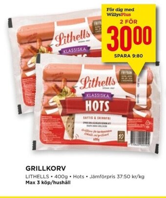 Willys GRILLKORV LITHELLS • 400g. erbjuda
