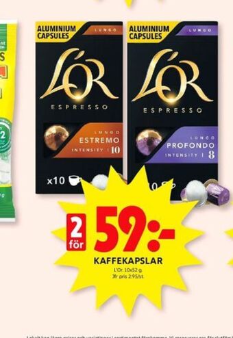 ICA Kvantum L or kaffekapslar erbjuda