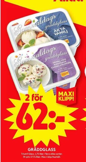 ICA Maxi Triumf gräddglass erbjuda