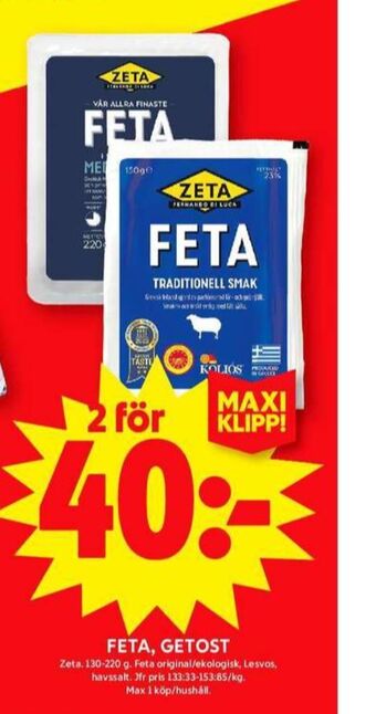 ICA Maxi Zeta fetaost erbjuda