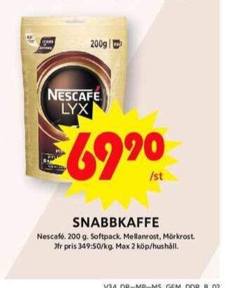 ICA Maxi Nescafé lyx instant kaffe erbjuda