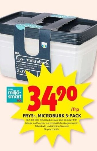 ICA Kvantum FRYS-, MICROBURK 3-PACK erbjuda