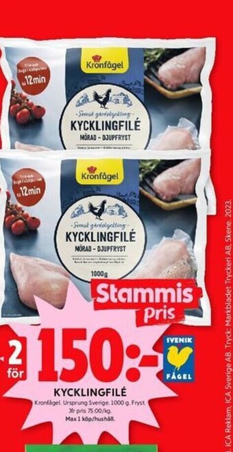 ICA Kvantum KYCKLINGFILÉ Kronfågel erbjuda