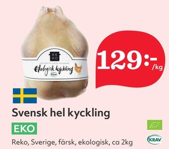 Hemköp Svensk hel kyckling erbjuda