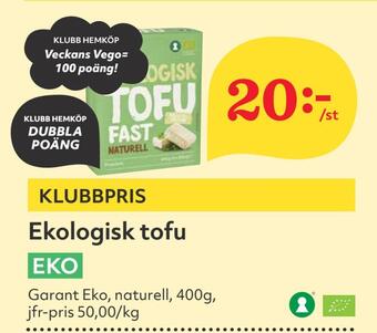 Hemköp Ekologisk tofu erbjuda