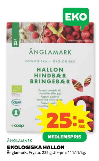 Coop Konsum Ekologiska hallon erbjuda