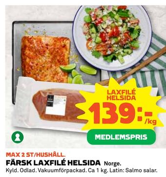 Coop Extra Färsk laxfilé helsida erbjuda