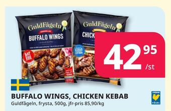 Buffalo wings, chicken kebab