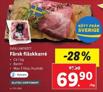 Lidl SVEA LANTKÖTT Färsk fläskkarré erbjuda