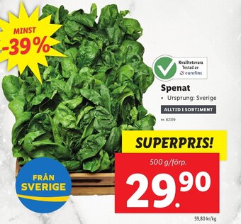 Lidl Spenat erbjuda