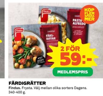 Coop Findus färdigrätter erbjuda