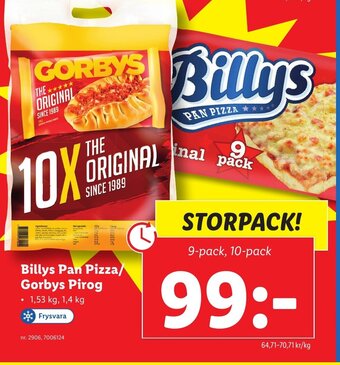 Lidl Billys Pan Pizza/ Gorbys Pirog erbjuda