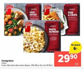 Coop Extra Findus pastarätter erbjuda