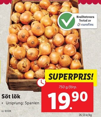 Lidl Söt lök Ursprung: Spanien erbjuda