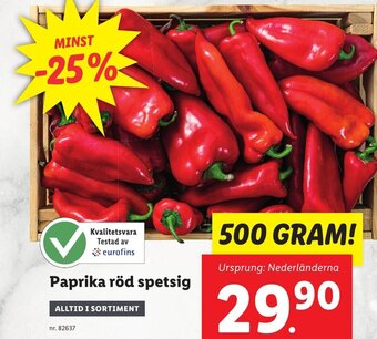 Lidl Paprika röd spetsig erbjuda