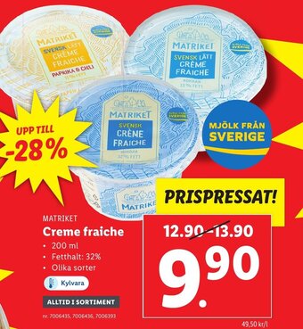 Lidl MATRIKET Creme fraiche erbjuda