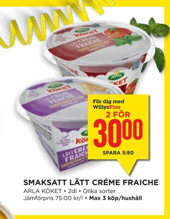 Willys Hemma Smaksatt lätt créme fraiche erbjuda