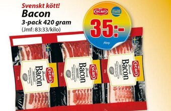 Extra Mjällby Stormarknad Svenskt kött! Bacon erbjuda