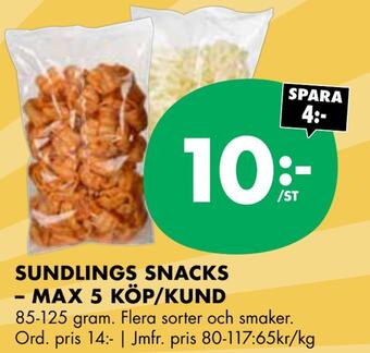 ÖoB Sundlings snacks - max 5 köp/kund erbjuda