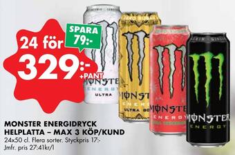 ÖoB Monster energidryck helplatta - max 3 köp/kund erbjuda
