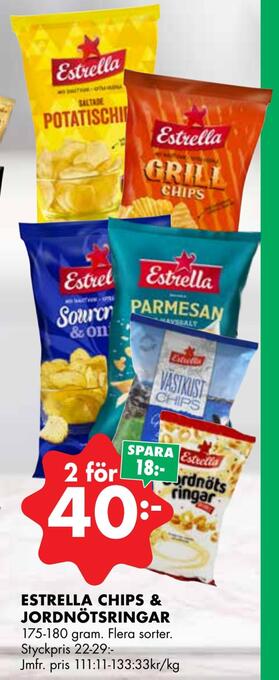 ÖoB Estrella chips & jordnötsringar erbjuda