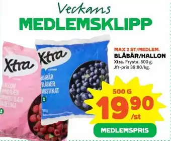 Coop Xtra Blåbär/Hallon 500g erbjuda