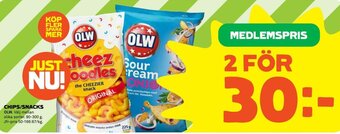 Coop OLW Chips/Snacks 90-300g erbjuda