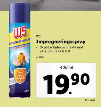 Lidl W5 Impregneringsspray 400ml erbjuda