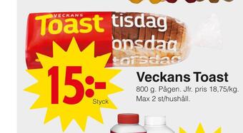 Matöppet Veckans toast erbjuda