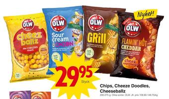 Matöppet Chips, cheeze doodles, cheeseballz erbjuda