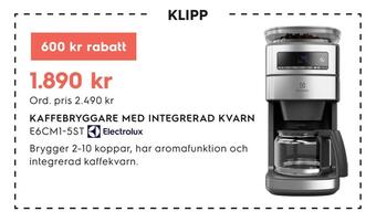 Electrolux Home Kaffebryggare med integrerad kvarn erbjuda