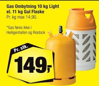 Gas Ombytning 10 kg Light el. 11 kg Gul Flaske