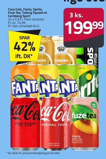 Fleggaard Coca Cola, Fanta, Sprite, Fuze Tea, Tuborg Squash el. Carlsberg Sport erbjuda